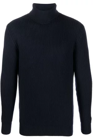 TAGLIATORE Men Turtleneck Sweaters - Ribbed-knit roll-neck jumper - Blue
