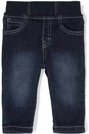 HUGO BOSS Straight Jeans - Logo-print straight-leg jeans - Blue