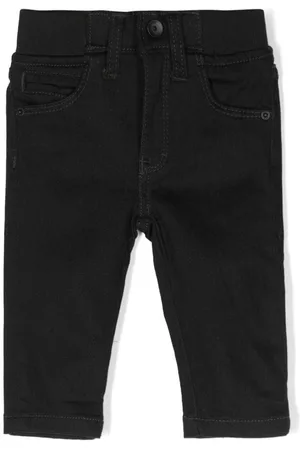 HUGO BOSS Straight Jeans - Logo-print straight-leg jeans - Black