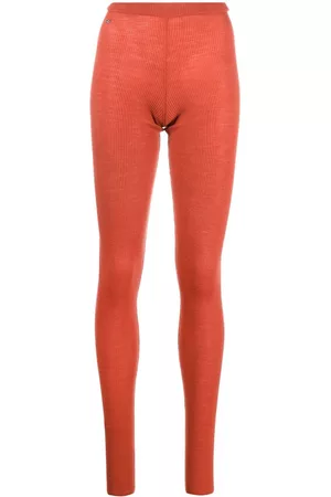 Dsquared2 Women Leggings - Knitted high-waisted leggings - Orange