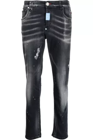 Philipp Plein Men Skinny Jeans - Hexagon low-rise skinny jeans - Black