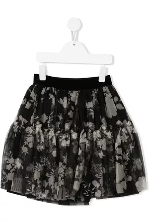 MONNALISA Girls Printed Skirts - Floral-print tutu skirt - Black