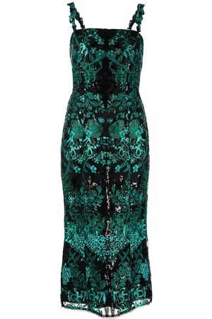Marchesa Notte Women Bodycon Dresses - Sequinned fitted midi dress - Black