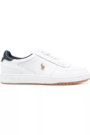 Ralph Lauren Men Low Top Sneakers - Court logo-embroidered sneakers - White