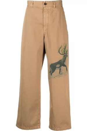 Incotex Graphic-print wide-leg trousers - Neutrals