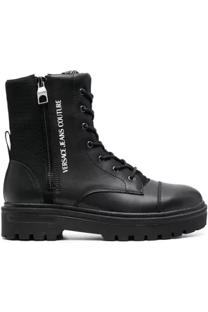 VERSACE Men Lace-up Boots - Lace-up leather boots - Black