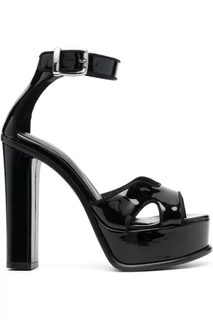 Alexander McQueen Women Platform Sandals - Patent-leather platform sandals - Black