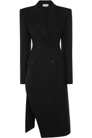 Alexander McQueen Women Coats - Slit double-breasted coat - Black