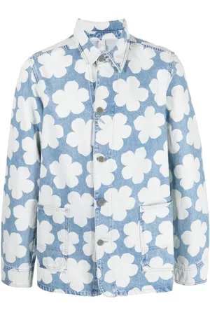 Kenzo Men Denim Jackets - Floral-print denim jacket - Blue
