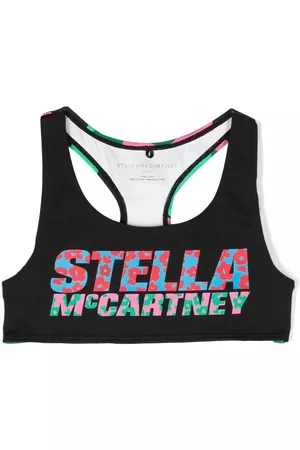 Stella McCartney Floral logo-print crop top - Black