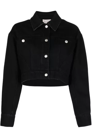 Alexander McQueen Women Denim Jackets - Cropped denim jacket - Black