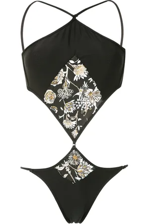 AMIR SLAMA Floral print embroidered one-piece