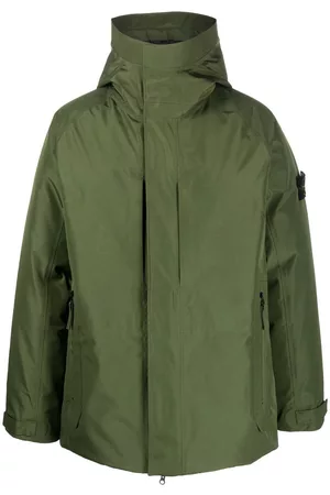 Stone Island Logo-patch hooded coat - Green