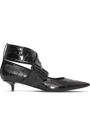 Burberry Women Heeled Pumps - Kitten-heel leather pumps - Black