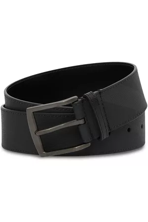 Burberry Men Belts - London Check leather belt - Black