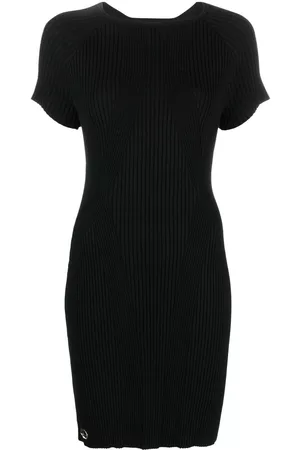 Philipp Plein Women Casual Dresses - Logo-plaque ribbed T-shirt dress - Black
