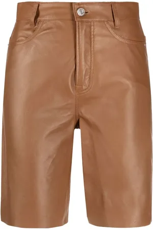 Frame High-waisted leather shorts