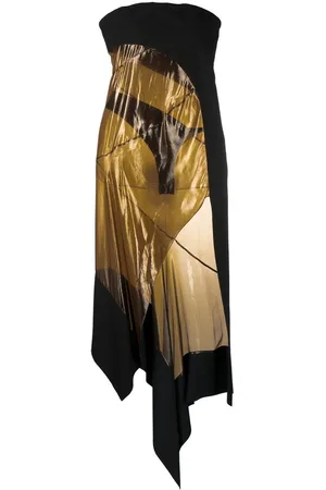 MUGLER Asymmetric sheer-panel dress