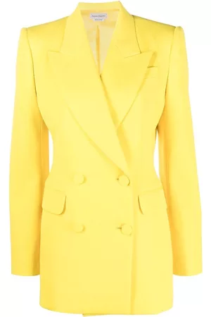 Alexander McQueen Women Double Breasted Jackets - Double-breasted wool blazer - Yellow