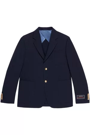Gucci Men Blazers - Logo-patch suit jacket - Blue