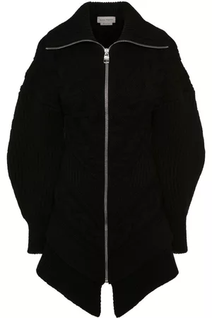 Alexander McQueen Women Coats - Cable-knit wool coat - Black