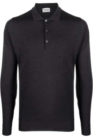 JOHN SMEDLEY Button-front long-sleeved polo shirt