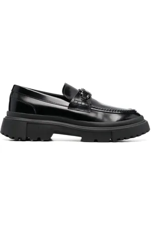 Hogan Logo-plaque leather loafers