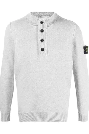 Stone Island Men Turtleneck Sweaters - Logo-patch turtleneck jumper - Grey