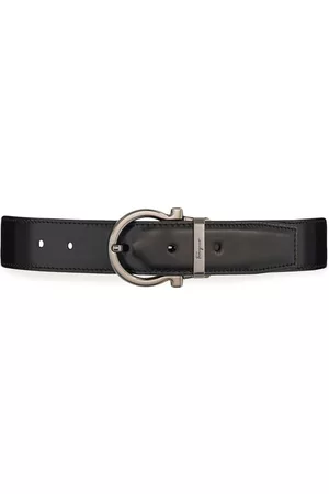 Salvatore Ferragamo Gancini-buckle leather belt - Black