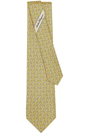 Salvatore Ferragamo Men Bow Ties - Embroidered silk tie - Yellow
