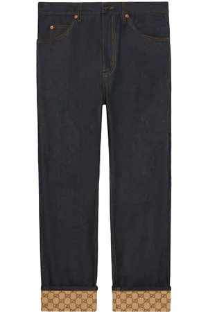 Interlocking G Embellished Straight Jeans in Blue - Gucci