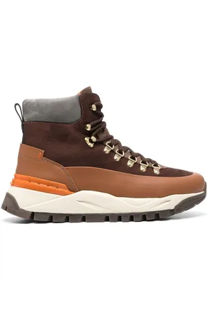 santoni Contrast-panel lace-up hiking boots