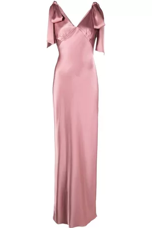 V:PM ATELIER Women Evening Dresses - Bow-detail V-neck gown - Pink