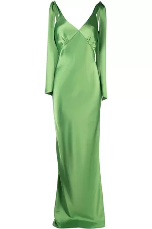 V:PM ATELIER Women Evening Dresses - Satin-finish drape-detail gown - Green
