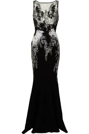 Saiid Kobeisy Fitted floral lace-embroidered gown - Black