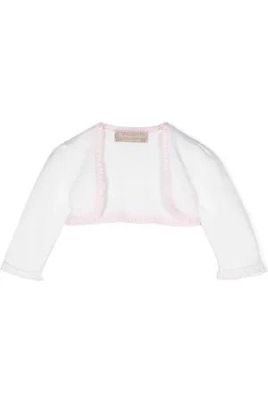 LA STUPENDERIA Ruffle-trim cropped knitted cardigan