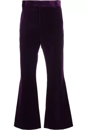Palm Angels Tailored kick-flare velvet trousers - Purple