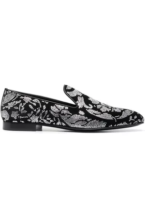 VERSACE Men Loafers - Baroque-studded loafers - Black
