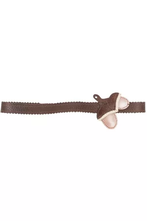 Donsje Belts - Acorn-appliqué scallop-edge belt - Brown