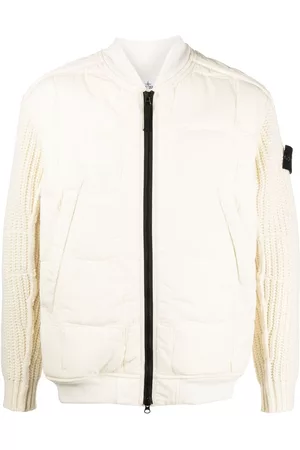 Stone Island Men Sweatshirts - Knitted-panel zipped cardigan - Neutrals