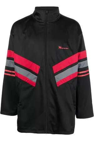MARTINE ROSE Sports Jackets - Logo-print striped track jacket - Black