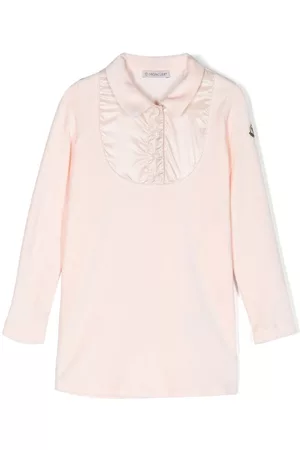 Moncler Long Sleeve Dresses - Logo-patch long-sleeve dress - Pink