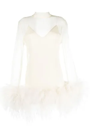‎Taller Marmo‎ Gina Spirito feather-trim minidress