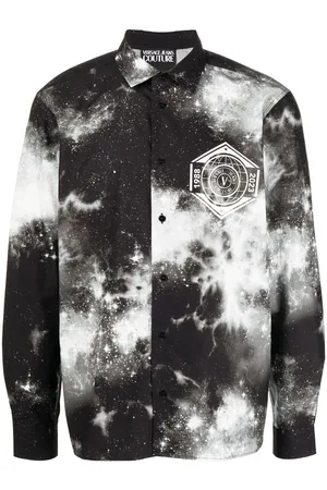 VERSACE Tie dye-print button-up shirt