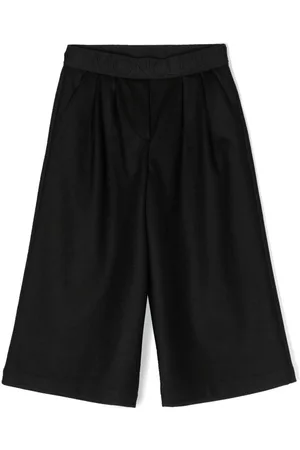 Moncler Girls Wide Leg Pants - Logo-waist wide-leg trousers - Black