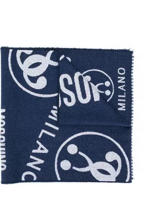 Moschino Men Scarves - Logo woven scarf with tassels - Blue