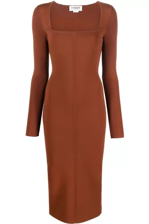 Victoria Beckham Women Bodycon Dresses - Fitted square-neck dress - Brown