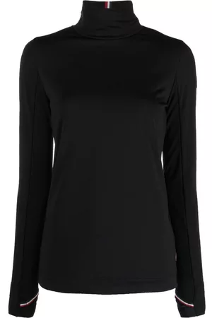 Moncler Women High Neck Tops - High-neck logo-patch top - Black