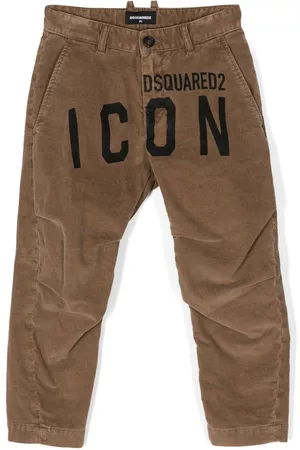 Dsquared2 Boys Pants - Icon logo-print corduroy trousers - Brown