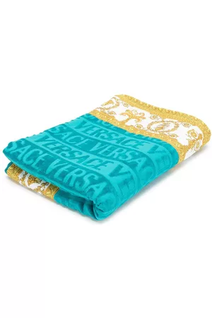 VERSACE Swimwear - Baroque trim beach towel - Blue